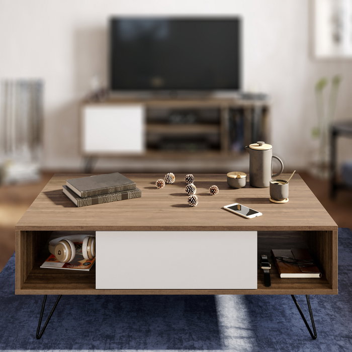Hanah Home Mistico - Mesa de centro Nogal y Blanco